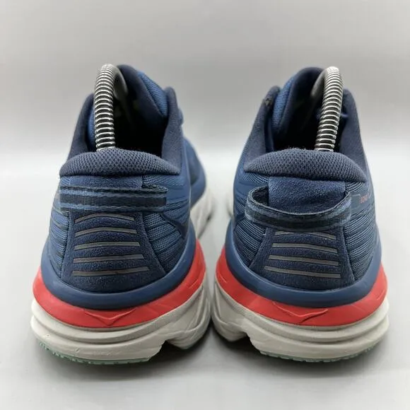 Hoka One One Bondi 7 Running Sneakers Men Size 8 Blue Comfort Low Top Lace Shoes