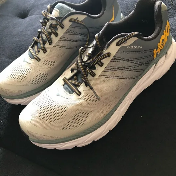 Hoka one one Clifton 6 Running Shoes - Gray and Yellow