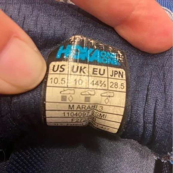 HOKA One One Mens Running Shoes Arahi 3 Blue Athletic Sneakers Size 10.5
