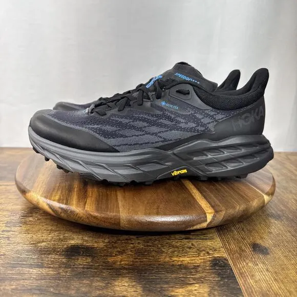 Hoka Speedgoat 5 GTX Gore-Tex Black Hiking Trail Shoes Mens Sz 9 D Black New