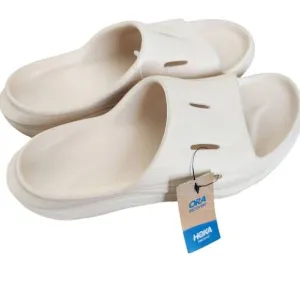 Hoka One Ora Recovery Slide 3 Sandals Mens 10 Slip On Vanilla Comfort Beach Trav