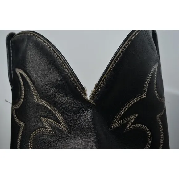 Hondo Boots Men's Western Boots -‎ Round Toe Size 7.5 A black leather Cowboy