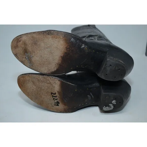 Hondo Boots Men's Western Boots -‎ Round Toe Size 7.5 A black leather Cowboy