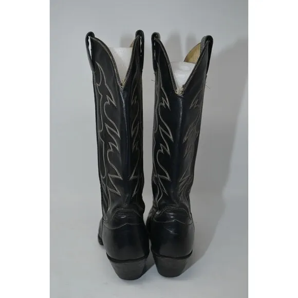Hondo Boots Men's Western Boots -‎ Round Toe Size 7.5 A black leather Cowboy