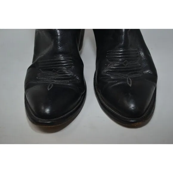 Hondo Boots Men's Western Boots -‎ Round Toe Size 7.5 A black leather Cowboy