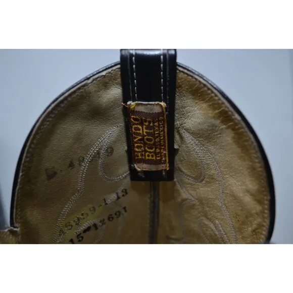 Hondo Boots Men's Western Boots -‎ Round Toe Size 7.5 A black leather Cowboy