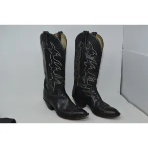 Hondo Boots Men's Western Boots -‎ Round Toe Size 7.5 A black leather Cowboy
