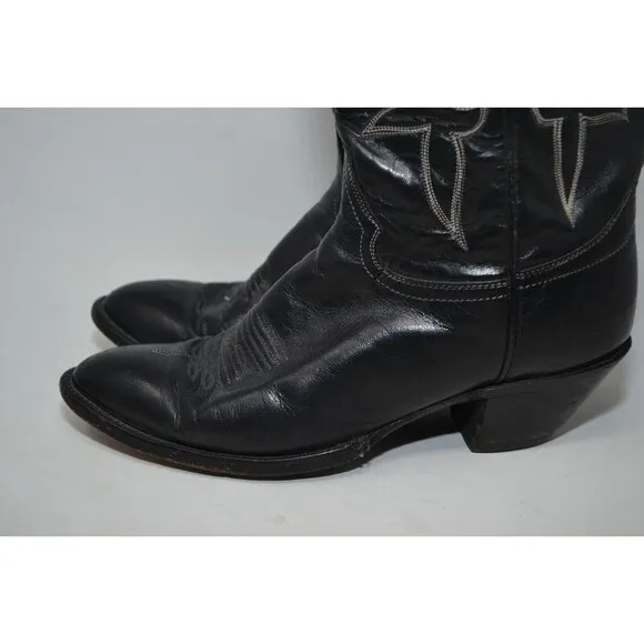 Hondo Boots Men's Western Boots -‎ Round Toe Size 7.5 A black leather Cowboy