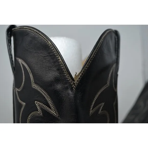 Hondo Boots Men's Western Boots -‎ Round Toe Size 7.5 A black leather Cowboy