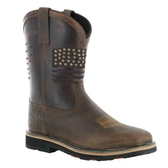 Hoss Size 11 M Brown Rancher Leather Rushmore Western Work Boots Comp Toe P5-27