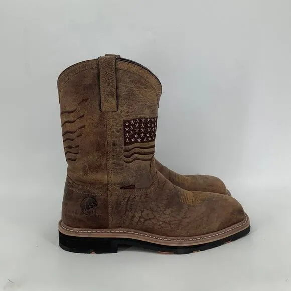 Hoss Size 11 M Brown Rancher Leather Rushmore Western Work Boots Comp Toe P5-27