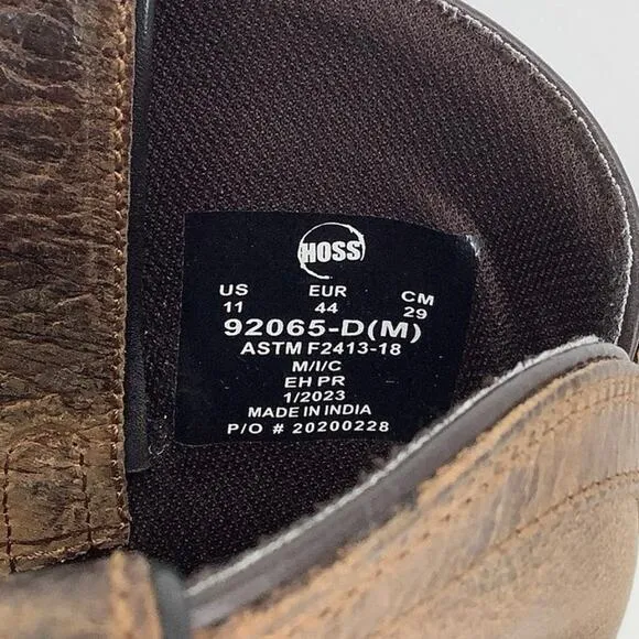 Hoss Size 11 M Brown Rancher Leather Rushmore Western Work Boots Comp Toe P5-27