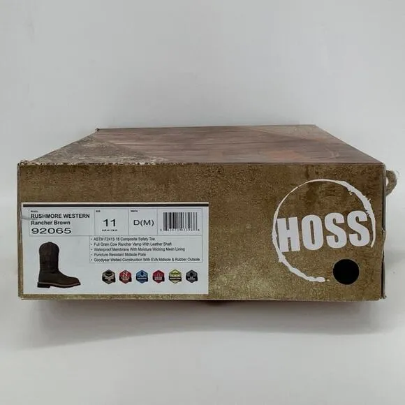 Hoss Size 11 M Brown Rancher Leather Rushmore Western Work Boots Comp Toe P5-27