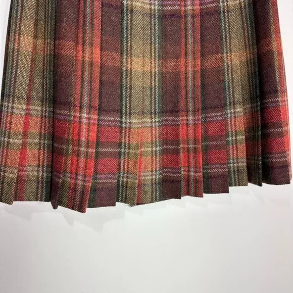 House of Bruar Plaid Kilt Scotland Wool | Brown Red Green | SZ 10 (8)