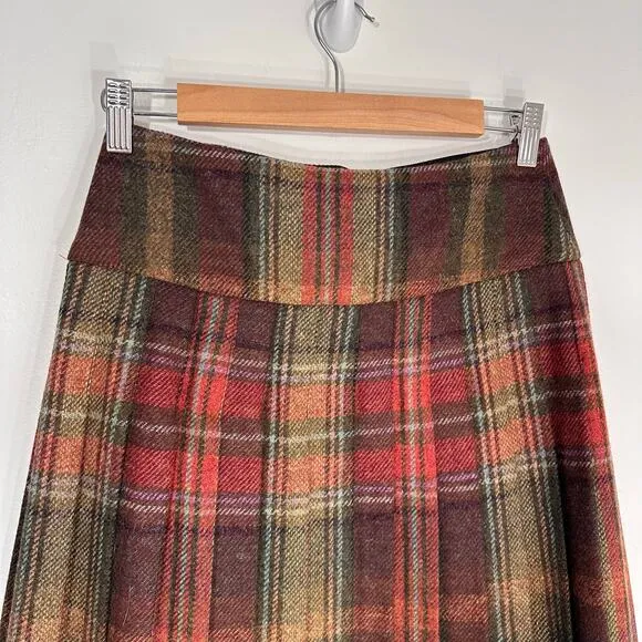 House of Bruar Plaid Kilt Scotland Wool | Brown Red Green | SZ 10 (8)