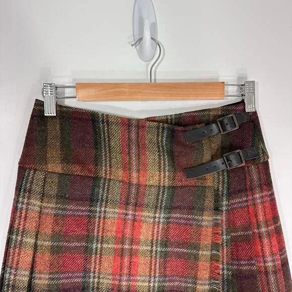 House of Bruar Plaid Kilt Scotland Wool | Brown Red Green | SZ 10 (8)