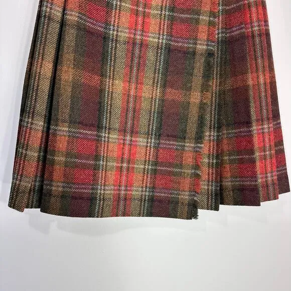 House of Bruar Plaid Kilt Scotland Wool | Brown Red Green | SZ 10 (8)