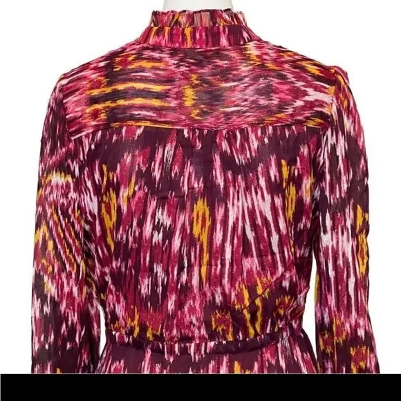 House of Harlow 1960 REVOLVE BurgundyPrint long sleeve boho mini dress Sz 2