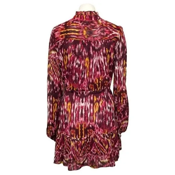 House of Harlow 1960 REVOLVE BurgundyPrint long sleeve boho mini dress Sz 2