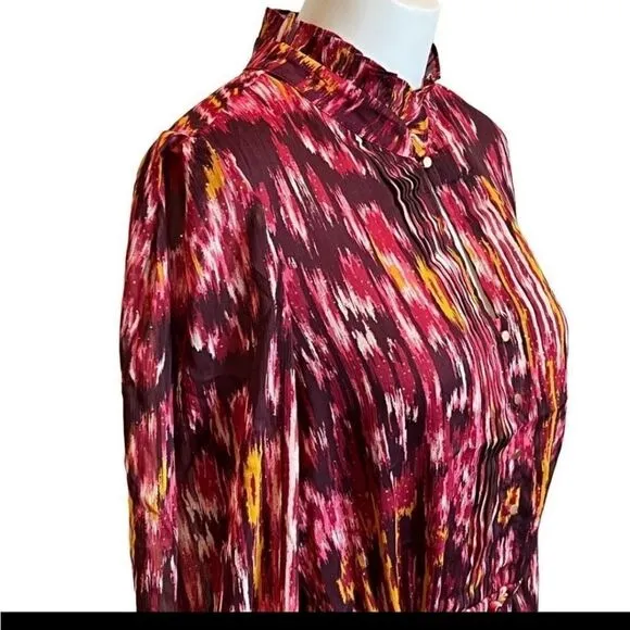 House of Harlow 1960 REVOLVE BurgundyPrint long sleeve boho mini dress Sz 2