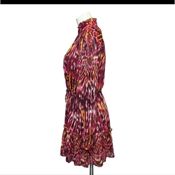 House of Harlow 1960 REVOLVE BurgundyPrint long sleeve boho mini dress Sz 2