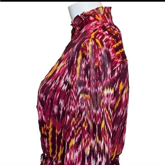 House of Harlow 1960 REVOLVE BurgundyPrint long sleeve boho mini dress Sz 2
