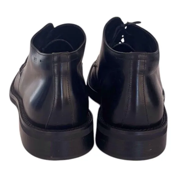 Hugo Boss Mens 4308 Chukka Lace Up Black Leather Boots Size 9 Made In Italy