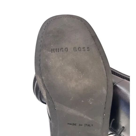Hugo Boss Mens 4308 Chukka Lace Up Black Leather Boots Size 9 Made In Italy