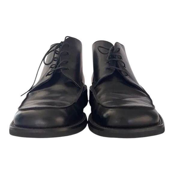Hugo Boss Mens 4308 Chukka Lace Up Black Leather Boots Size 9 Made In Italy