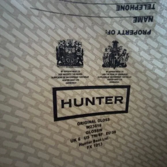 Hunter Original Tall Gloss Rain Boots Black Classic Black Women's Size 8