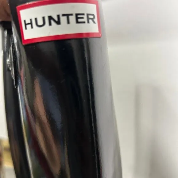 Hunter Original Tall Gloss Rain Boots Black Classic Black Women's Size 8