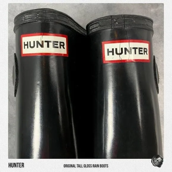 HUNTER ORIGINAL TALL RAIN BOOTS IN GLOSS BLACK WOMEN’S SHOE SIZE EU 36 BOOTS
