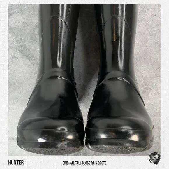 HUNTER ORIGINAL TALL RAIN BOOTS IN GLOSS BLACK WOMEN’S SHOE SIZE EU 36 BOOTS