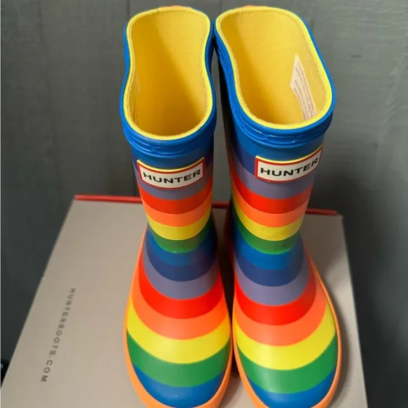 Hunter UK8 US9/10 little kid original rainbow waterproof rain boots NEW