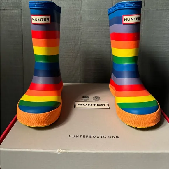 Hunter UK8 US9/10 little kid original rainbow waterproof rain boots NEW