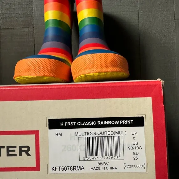 Hunter UK8 US9/10 little kid original rainbow waterproof rain boots NEW