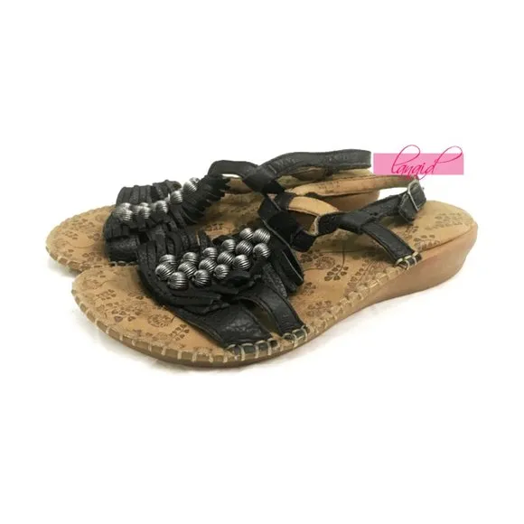 Hush Puppies Laze Slingback Leather Fringe Low Tan