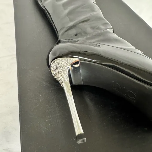 INC International Concepts Black Glossy Over‎ the Knee Boots