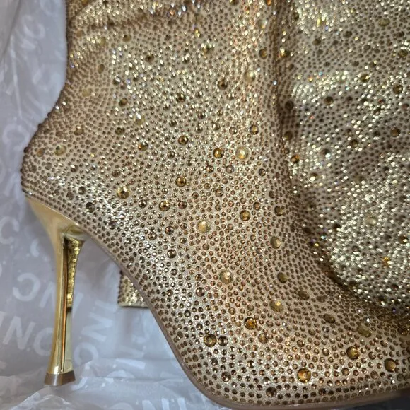 INC Saveria 5 Rhinestone Tall Over-the-Knee Boots/Gold Bling NEW!! Studded NEW!!