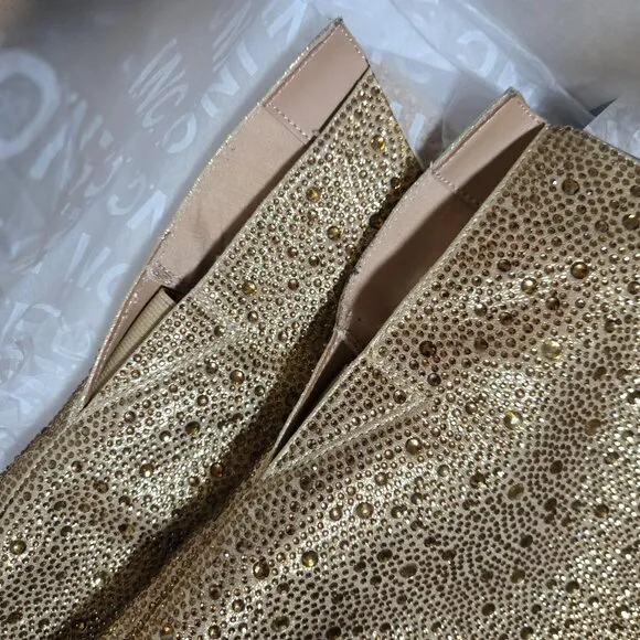 INC Saveria 5 Rhinestone Tall Over-the-Knee Boots/Gold Bling NEW!! Studded NEW!!