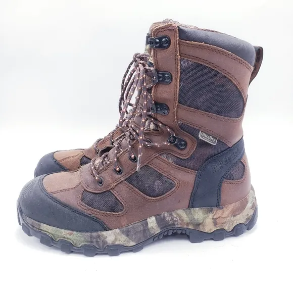 Irish Setter Boots Lace-Up Mens Size 9 Camo Hunting Boots UltraDry Waterproof
