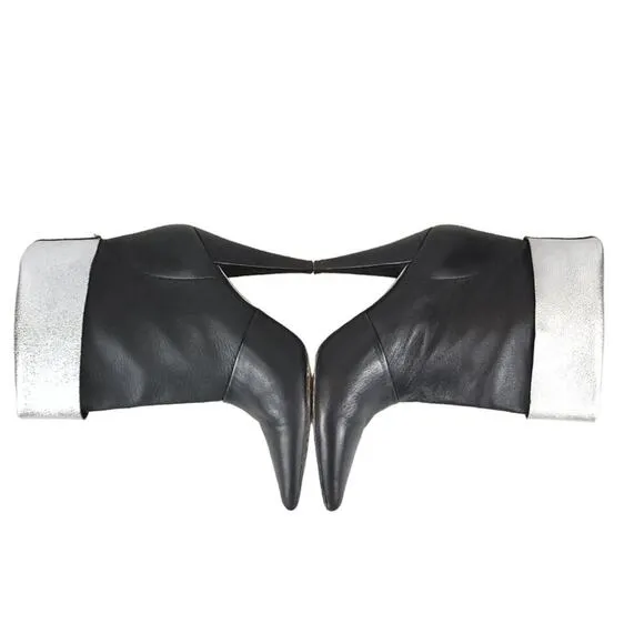 IRO Heeled Ankle Boot Black Silver Leather High Heel Booties US Size 6