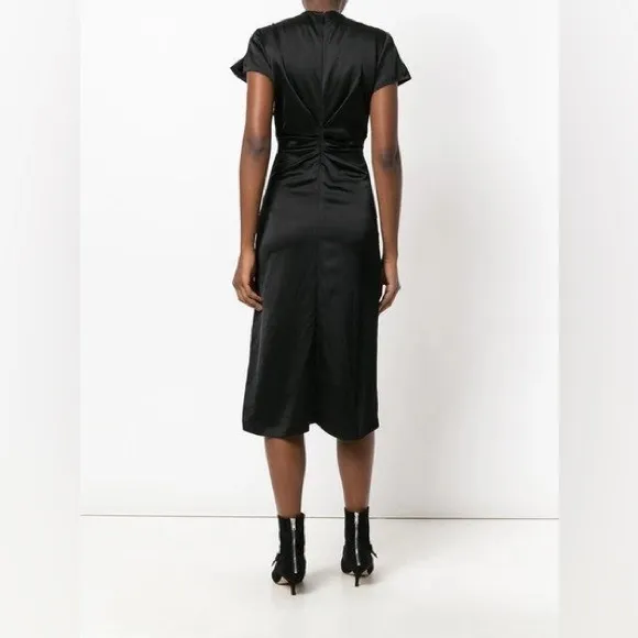 Isabel Marant Else Ruched Satin Midi Dress In Black