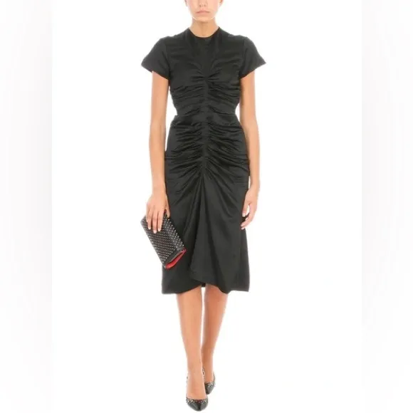 Isabel Marant Else Ruched Satin Midi Dress In Black