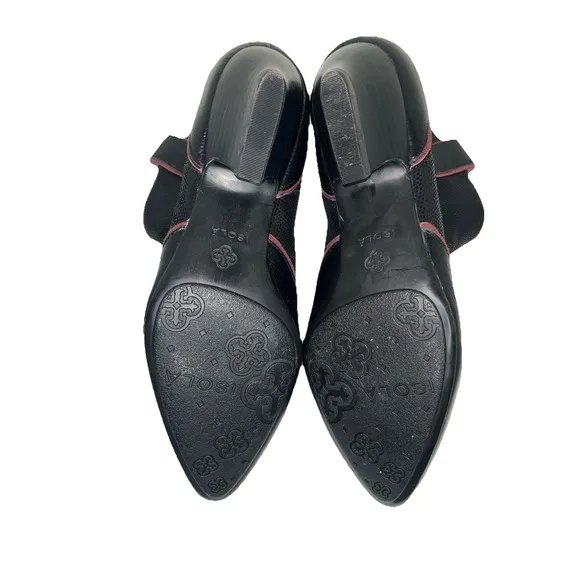 ISOLA 6406001 RETRO Bootie Western Ankle Boots Black Red Leather Cowboy 9.5M
