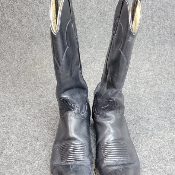 J Chisholm Mens Western Boots 9.5D Black Cowboy Western Rodeo Leather Work Wear
