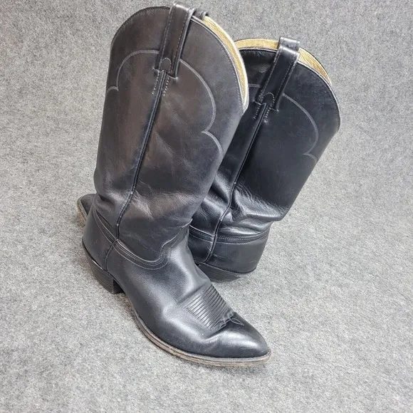 J Chisholm Mens Western Boots 9.5D Black Cowboy Western Rodeo Leather Work Wear
