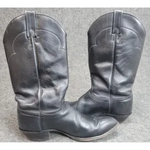 J Chisholm Mens Western Boots 9.5D Black Cowboy Western Rodeo Leather Work Wear