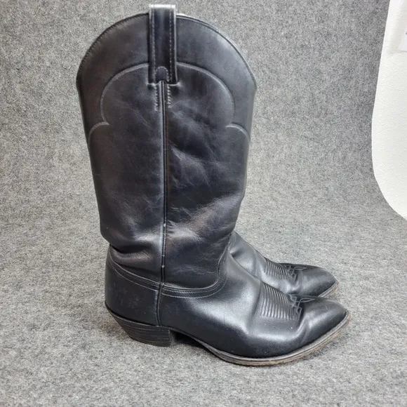 J Chisholm Mens Western Boots 9.5D Black Cowboy Western Rodeo Leather Work Wear