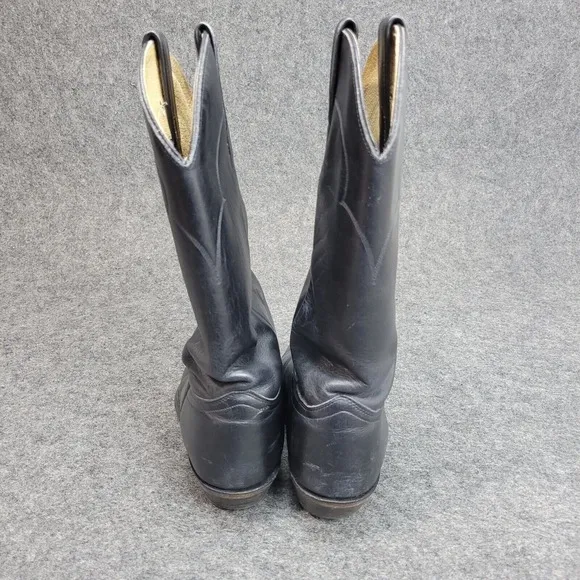J Chisholm Mens Western Boots 9.5D Black Cowboy Western Rodeo Leather Work Wear